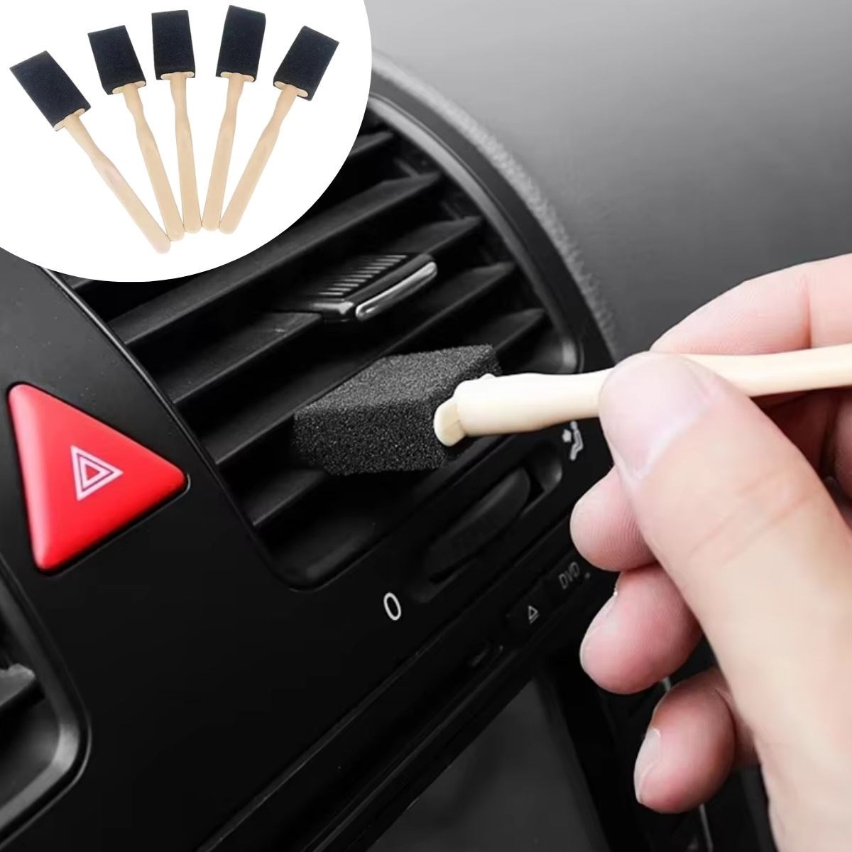5-Piece Car Vent Cleaning Brushes - AC Outlets & Detail Tool