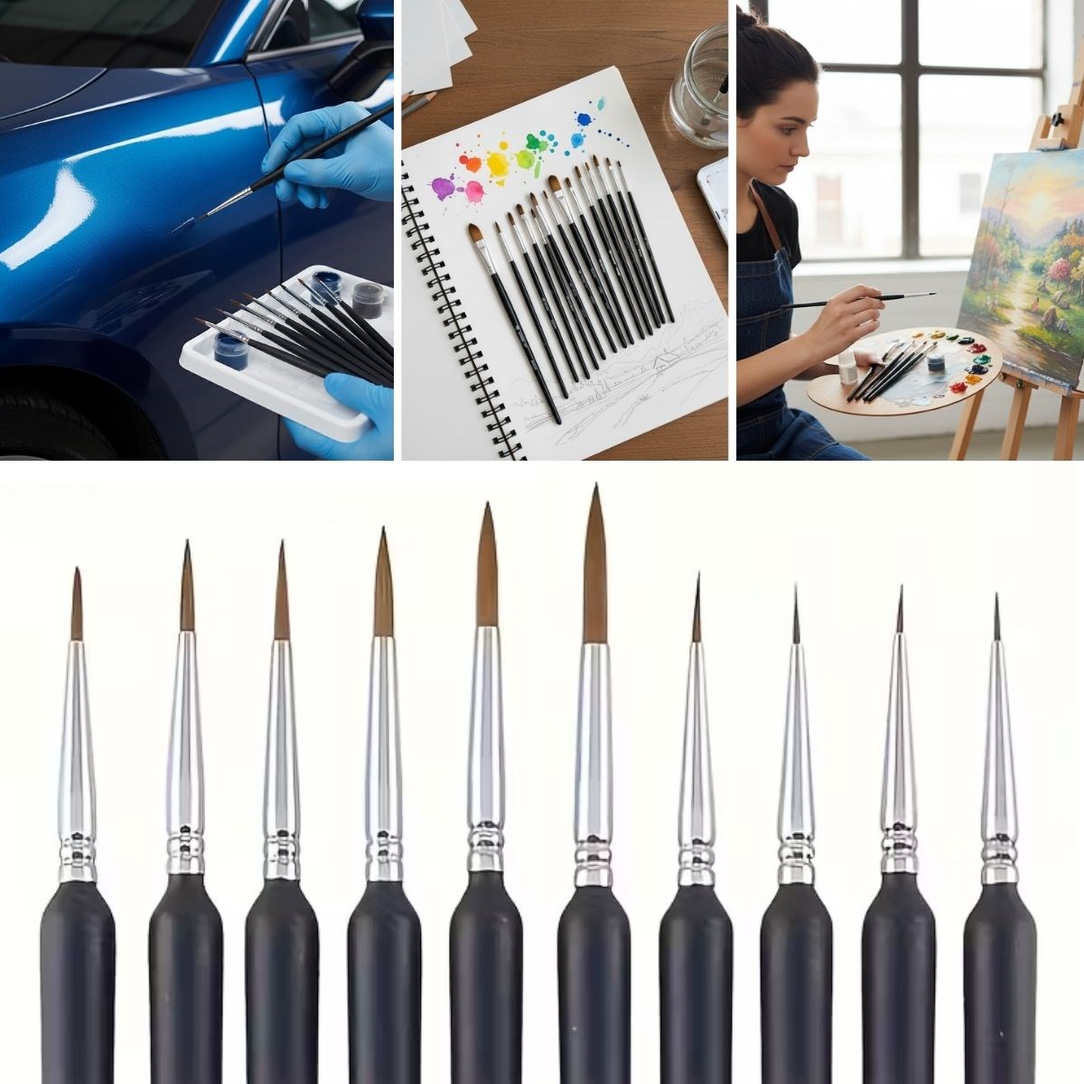 10-Piece Hobby & Car Touch-Up Brush Set – Multi-Purpose Brus