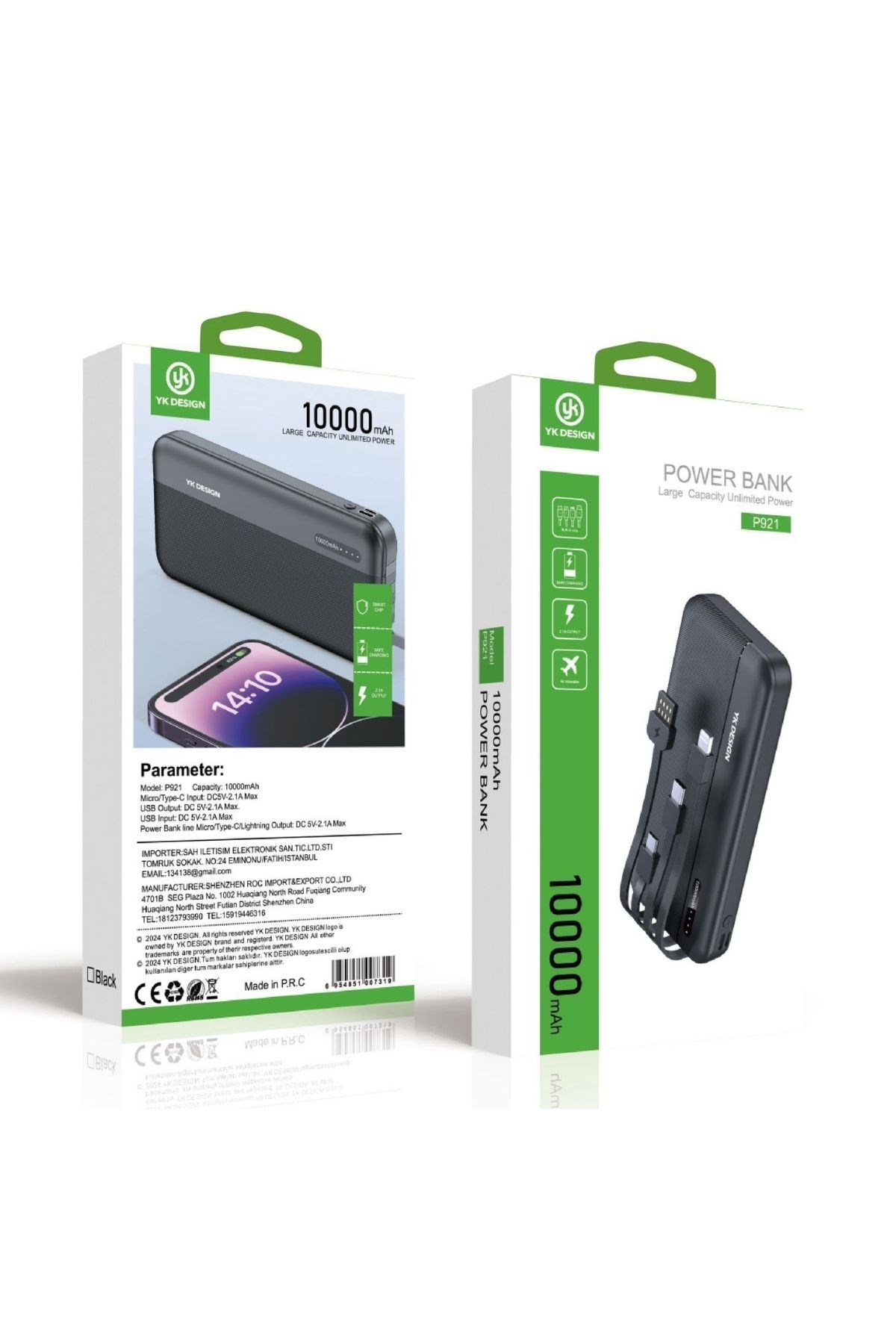 10000 mAh Micro Type-C USB Lightning 4 Kablolu Hızlı Kablosuz Şarj Powerbank (5563) #4
