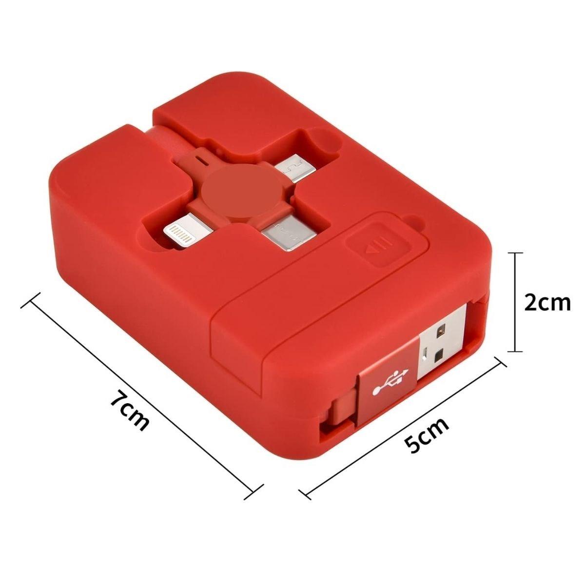 Cep Tipi Telefon Tutuculu Makaralı Uzayıp Kısalabilen 3'ü 1 Arada USB Şarj Kablosu (5563) #3