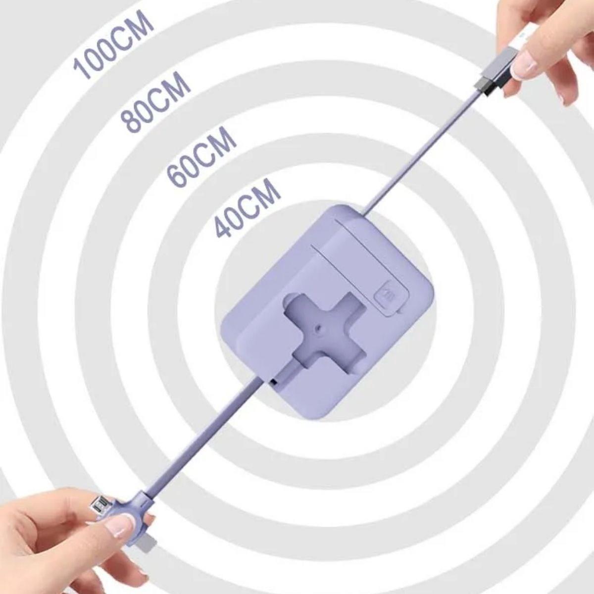 Cep Tipi Telefon Tutuculu Makaralı Uzayıp Kısalabilen 3'ü 1 Arada USB Şarj Kablosu (5563) #5