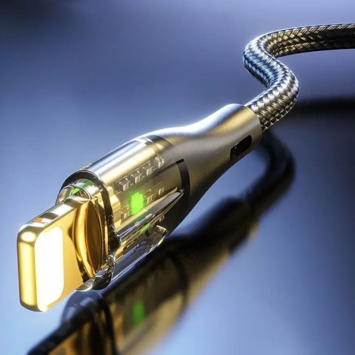 Led Işık Uçlu Sağlam İp Kablolu USB to Lightning Hızlı Şarj Kablosu (5563) #2