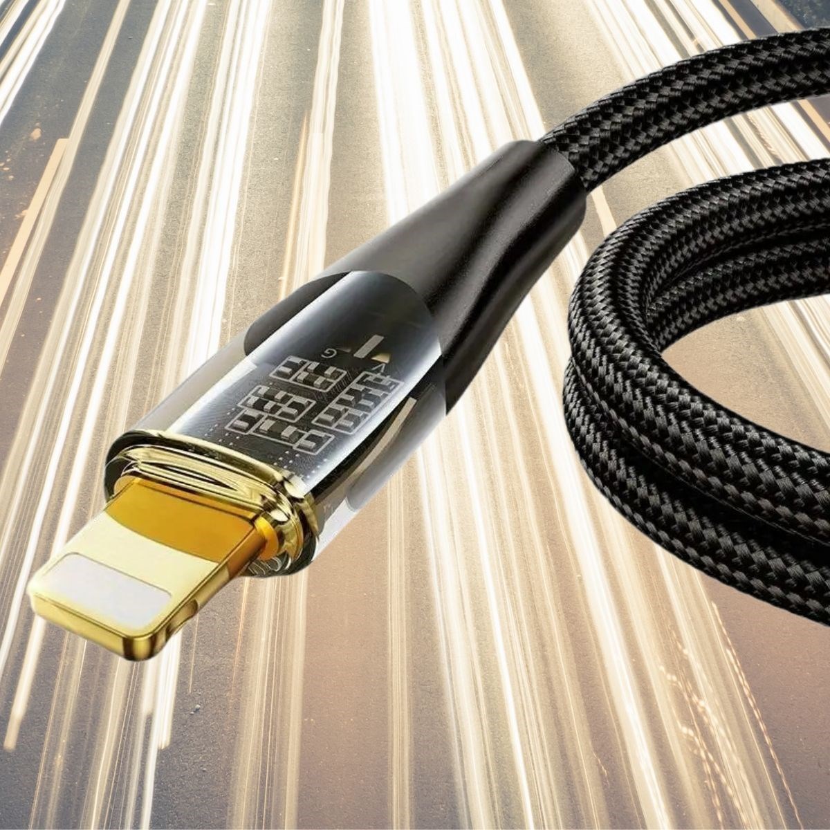 Led Işık Uçlu Sağlam İp Kablolu USB to Lightning Hızlı Şarj Kablosu (5563) #4