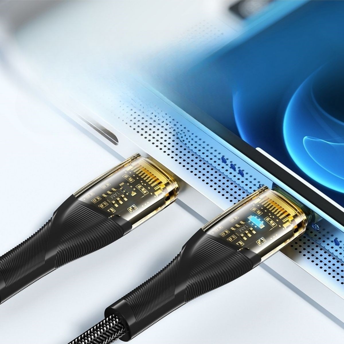 Led Işık Uçlu Sağlam İp Kablolu USB to Lightning Hızlı Şarj Kablosu (5563) #5