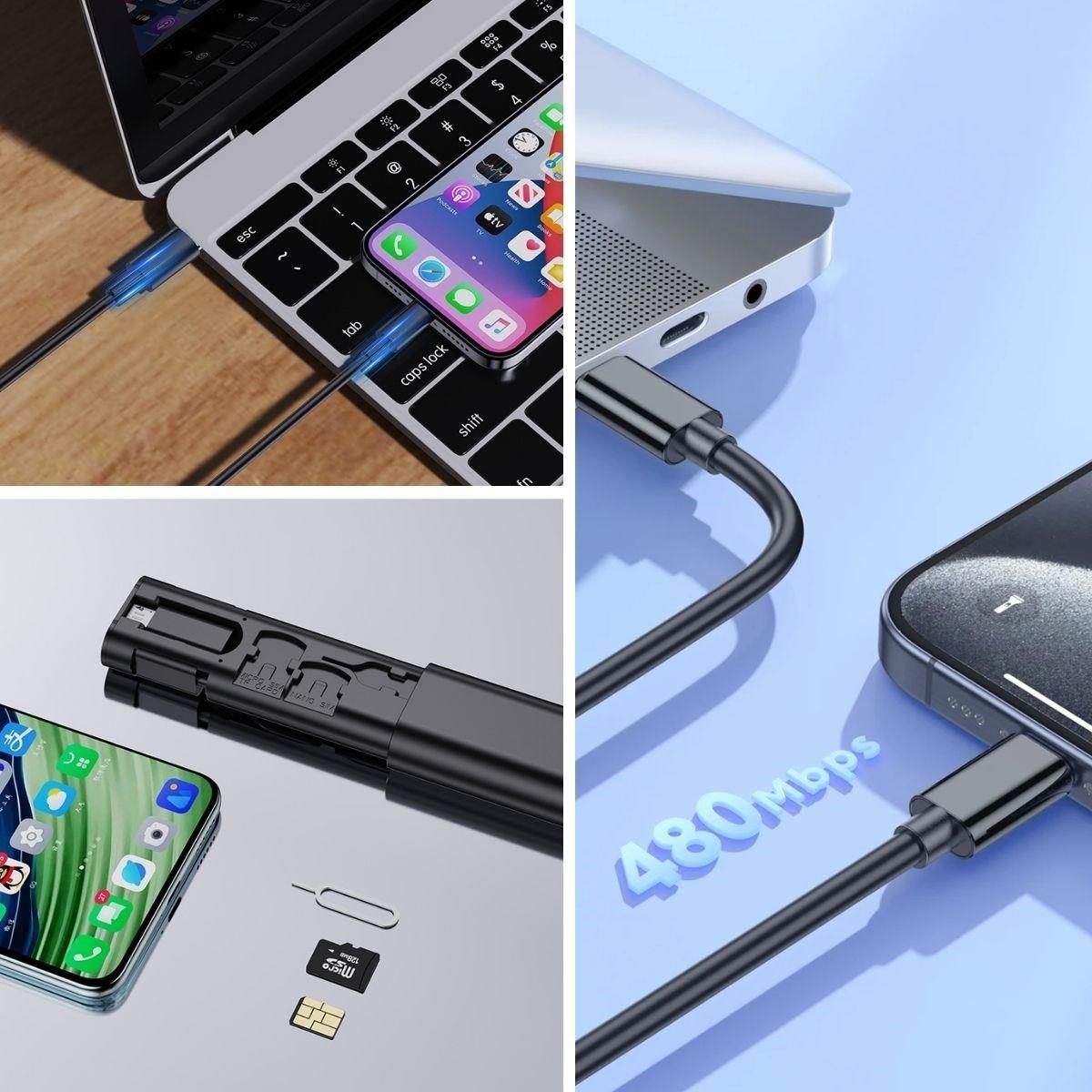 Cep Tipi 60W Bas Aç Type-C,İphone Şarj,Micro USB Hızlı Şarj Data Kablo Seti (5563) #3