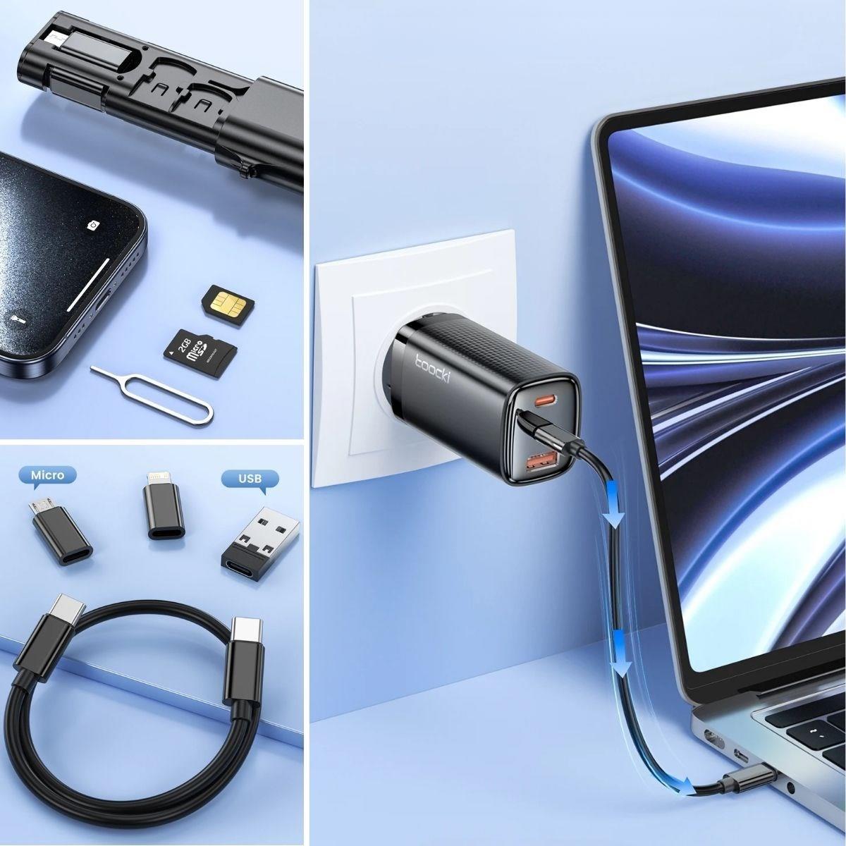 Cep Tipi 60W Bas Aç Type-C,İphone Şarj,Micro USB Hızlı Şarj Data Kablo Seti (5563) #4