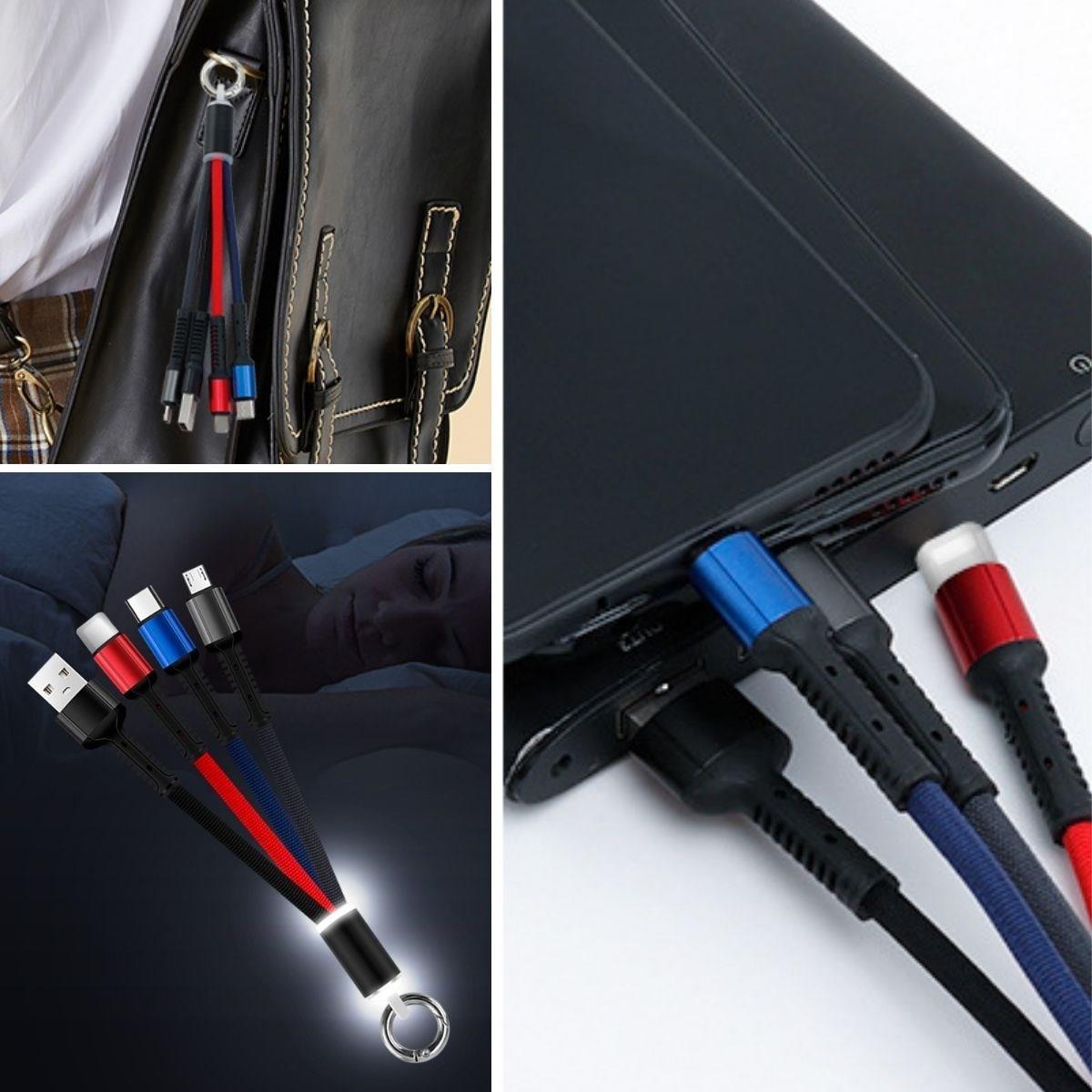 Işıklı Anahtarlık Model 3 in 1 USB Çıkışlı MİKRO,TYPE-C ve İ