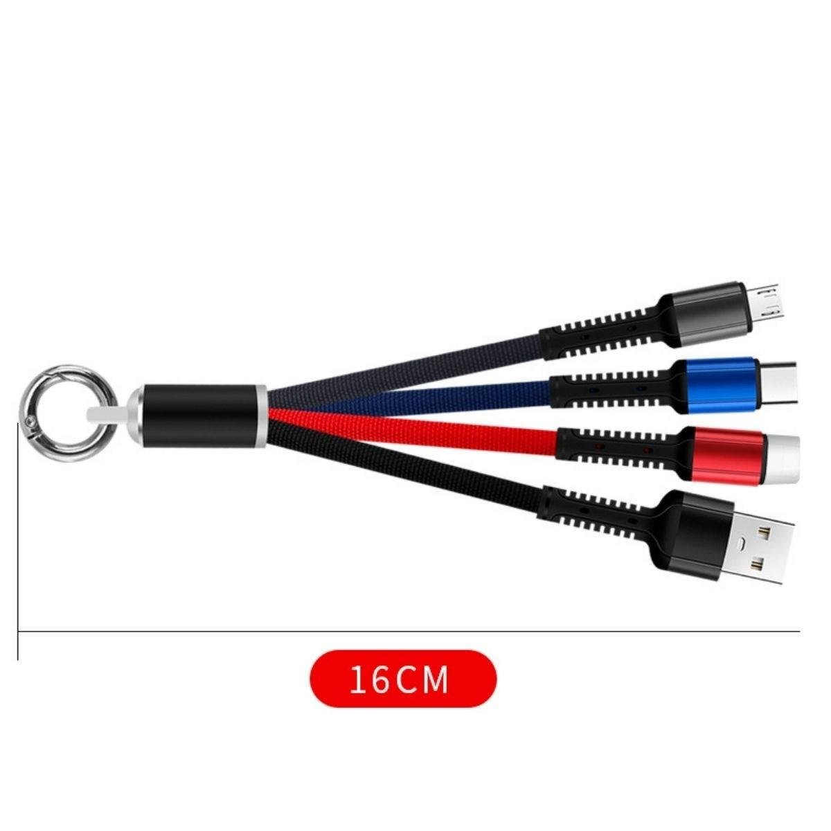 LED Schlüsselanhänger 3-in-1 USB Ladekabel Micro/Type-C/iPhone #5