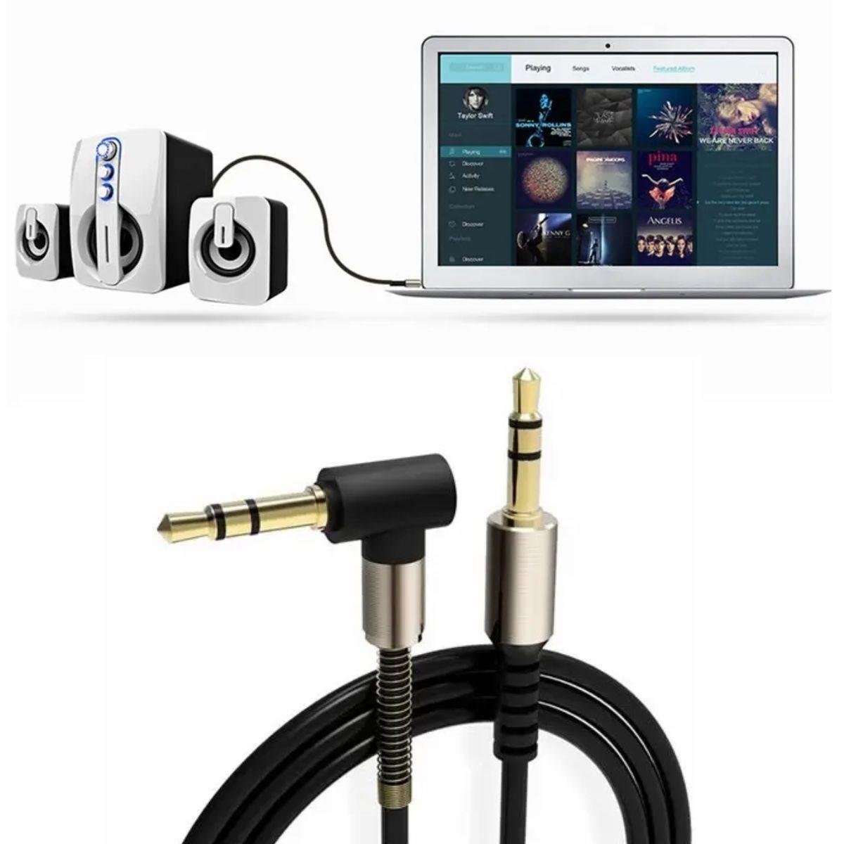 3.5mm AUX Kablosu Jak Erkek Erkek L Tipi 1 Metre Ses Aktarım