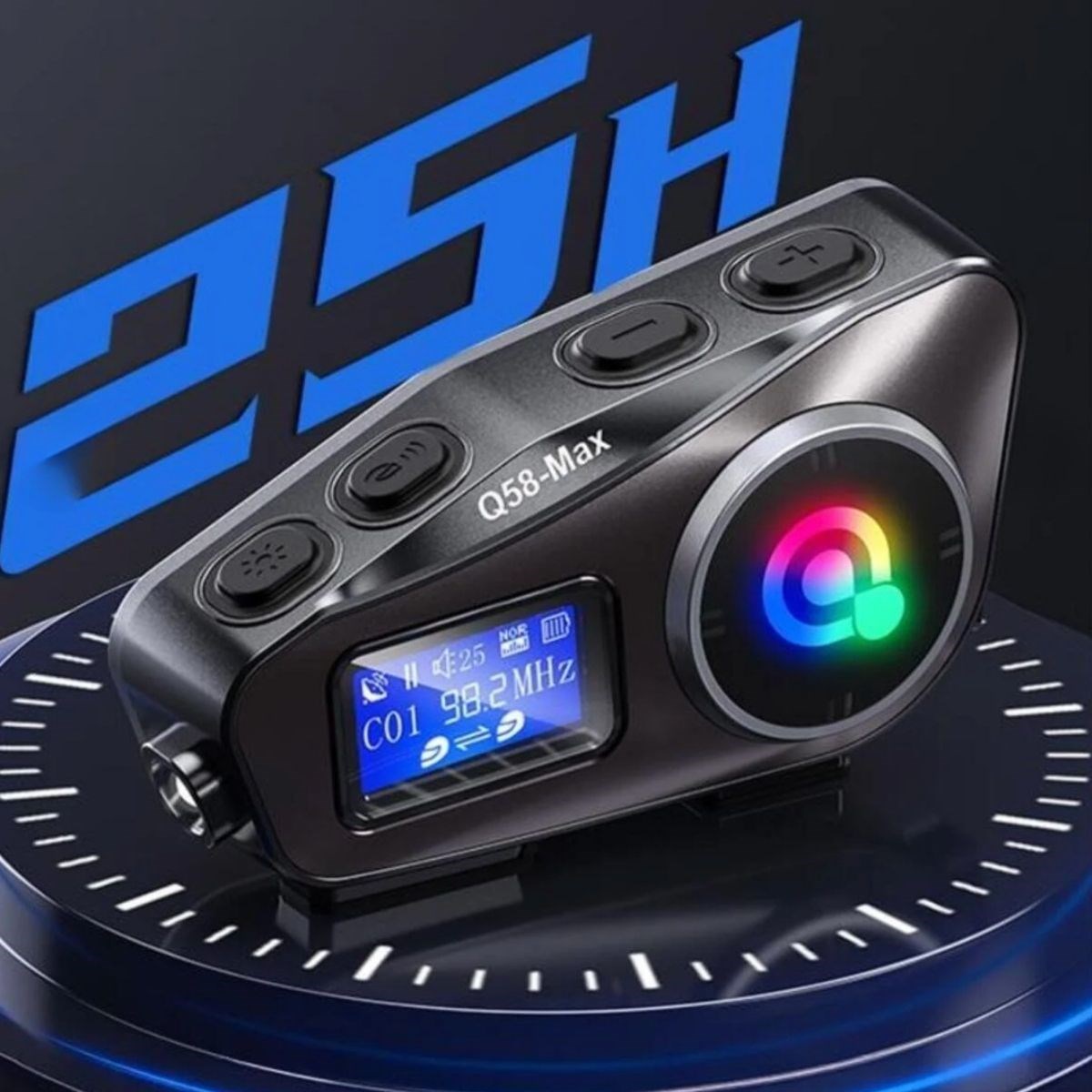 Q58 Motorsikletler İçin Fener Özellikli SD Kart Bölümlü LCD Ekranlı Kablosuz Bluetooth Kulaklıklı – Suya Dayanıklı Kask Kulaklığı (5563) #5