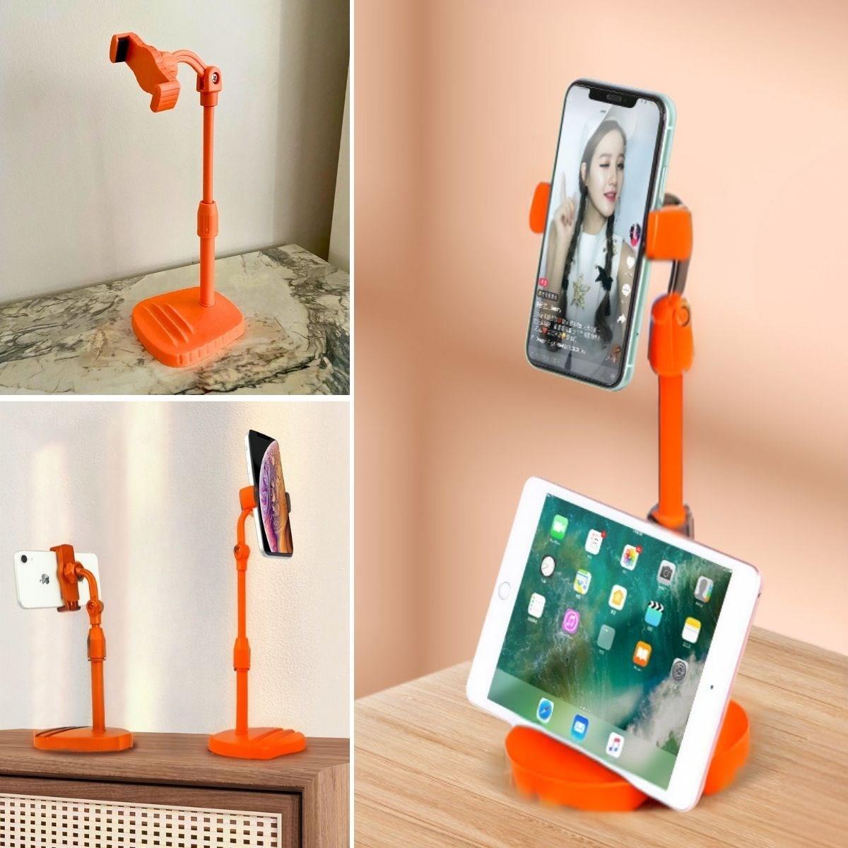Desktop Tablet and Phone Holder Orange Stand Plastic Apparat