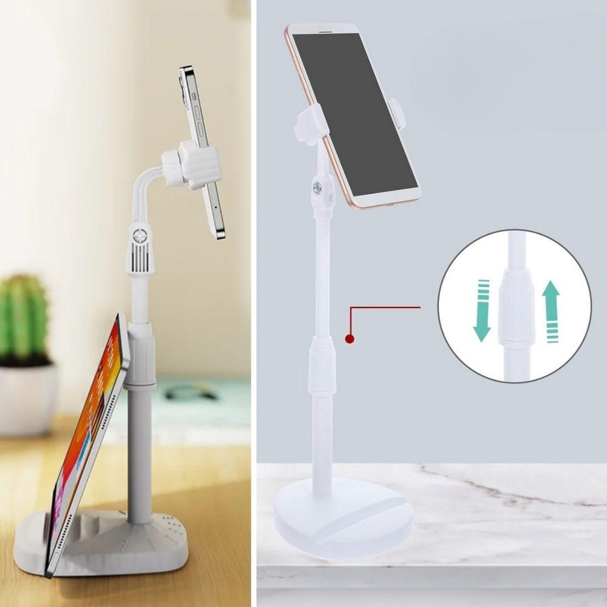 Masa Üstü Tablet ve Telefon Tutucu Plastik Aparat Beyaz Telefon Standı (5563) #5