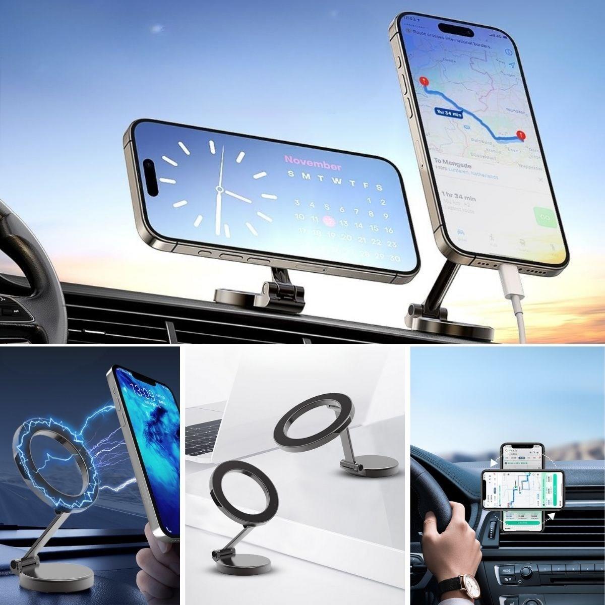 Tüm Telefonlarla Uyumlu Manyetik Araç Telefonu Tutacağı Katlanır 360 Derece Dönen Telefon Standı (5563) #4