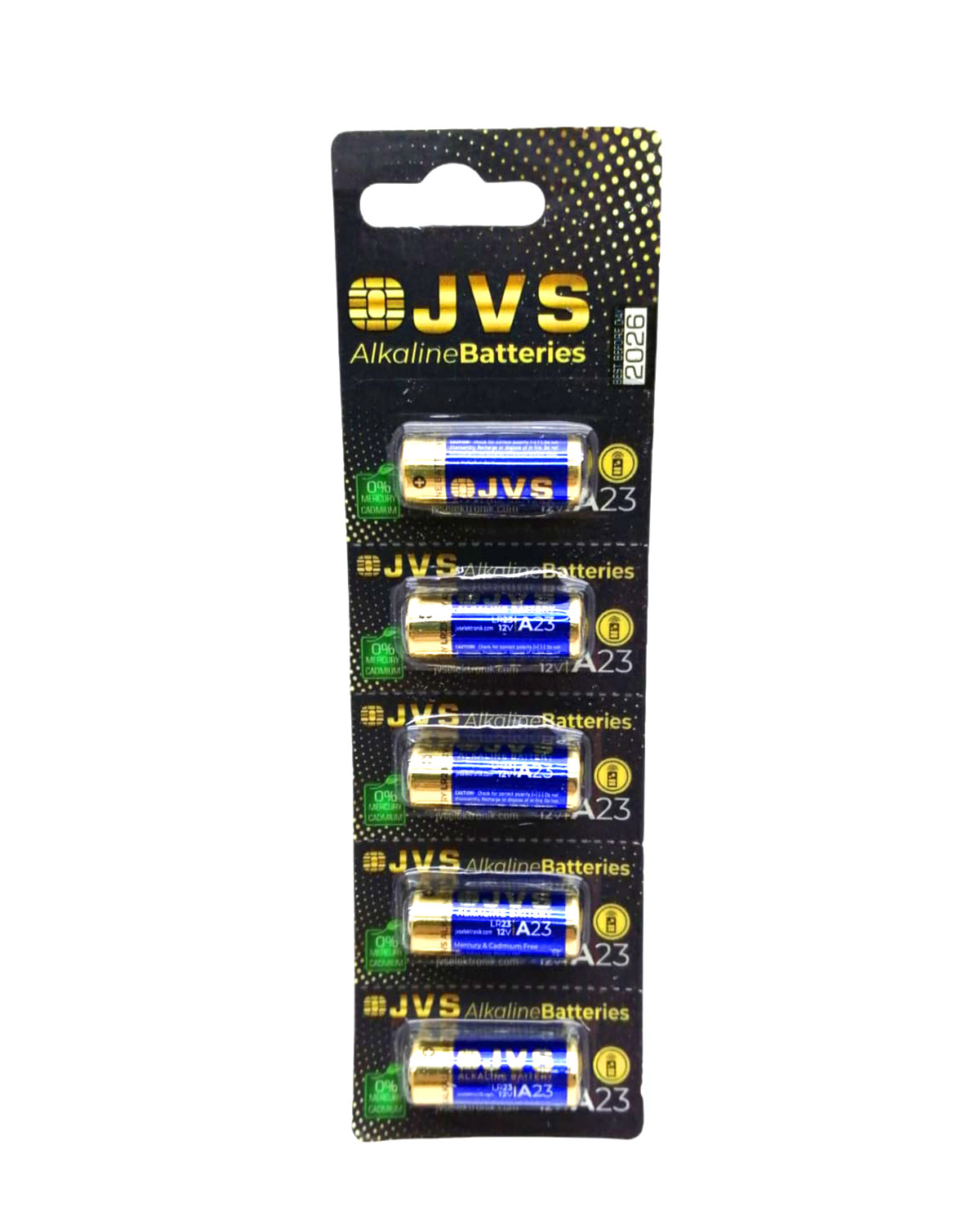JVS A23 LR23 12V Car Remote Battery 5-Pack Card (5563)