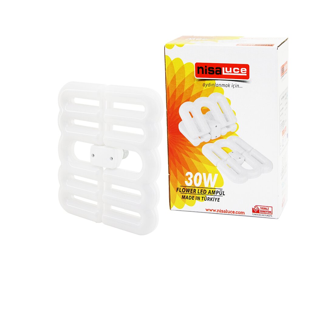 NİSALUCE EAMP-096/B 30W - E27FLOWER KATLANIR- 4B ŞEKİL16X21CMBEYAZ LED LAMBA AMPUL 2700LÜMEN- 6500K (5563)