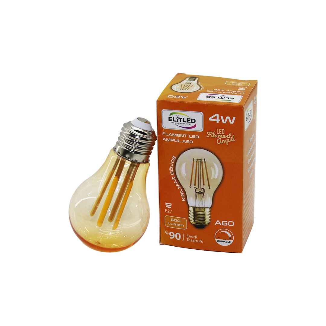 ELITLED A-60 4W E27 Gold Filament LED Rustic Bulb 500 Lumen