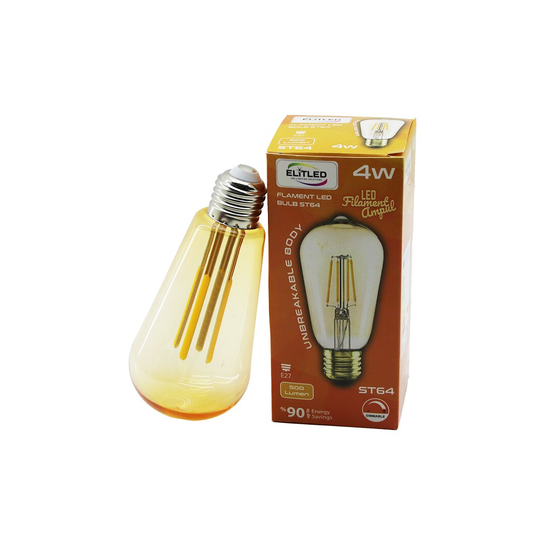 ELITLED ST-64 4W E27 Gold Filament LED Rustic Bulb 500 Lumen