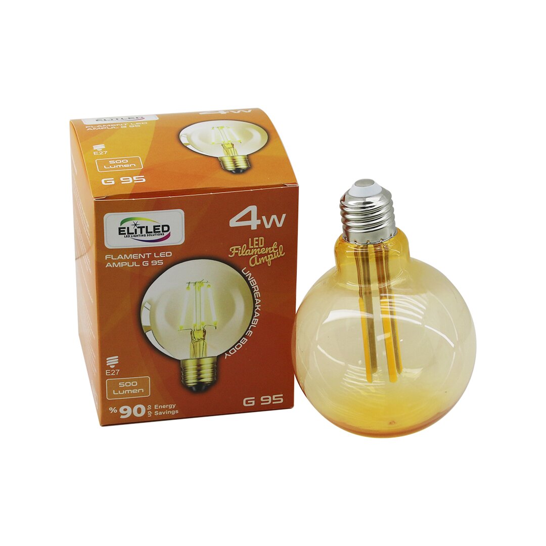 4W E27 Gold Filament Rustic Bulb 400 Lumen 2200K Unbreakable