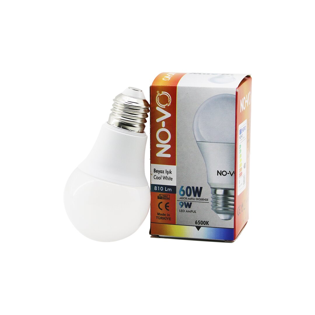 NO-VO 9W=60W E27 White LED Bulb 6500K - 810Lm (5563)