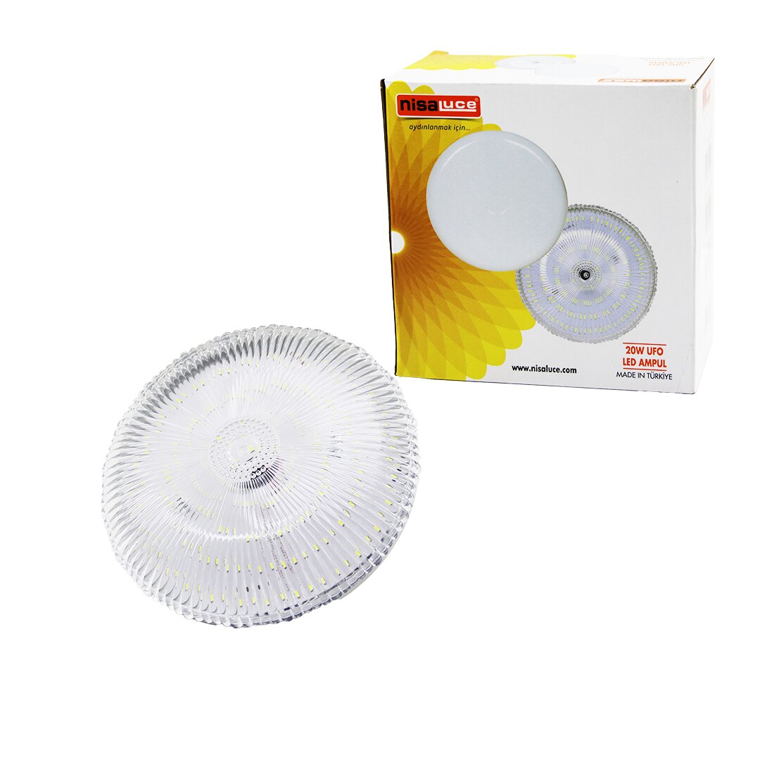 NISALUCE EAMP-020K/B Mica Crystal Glass 20W UFO LED Bulb Whi