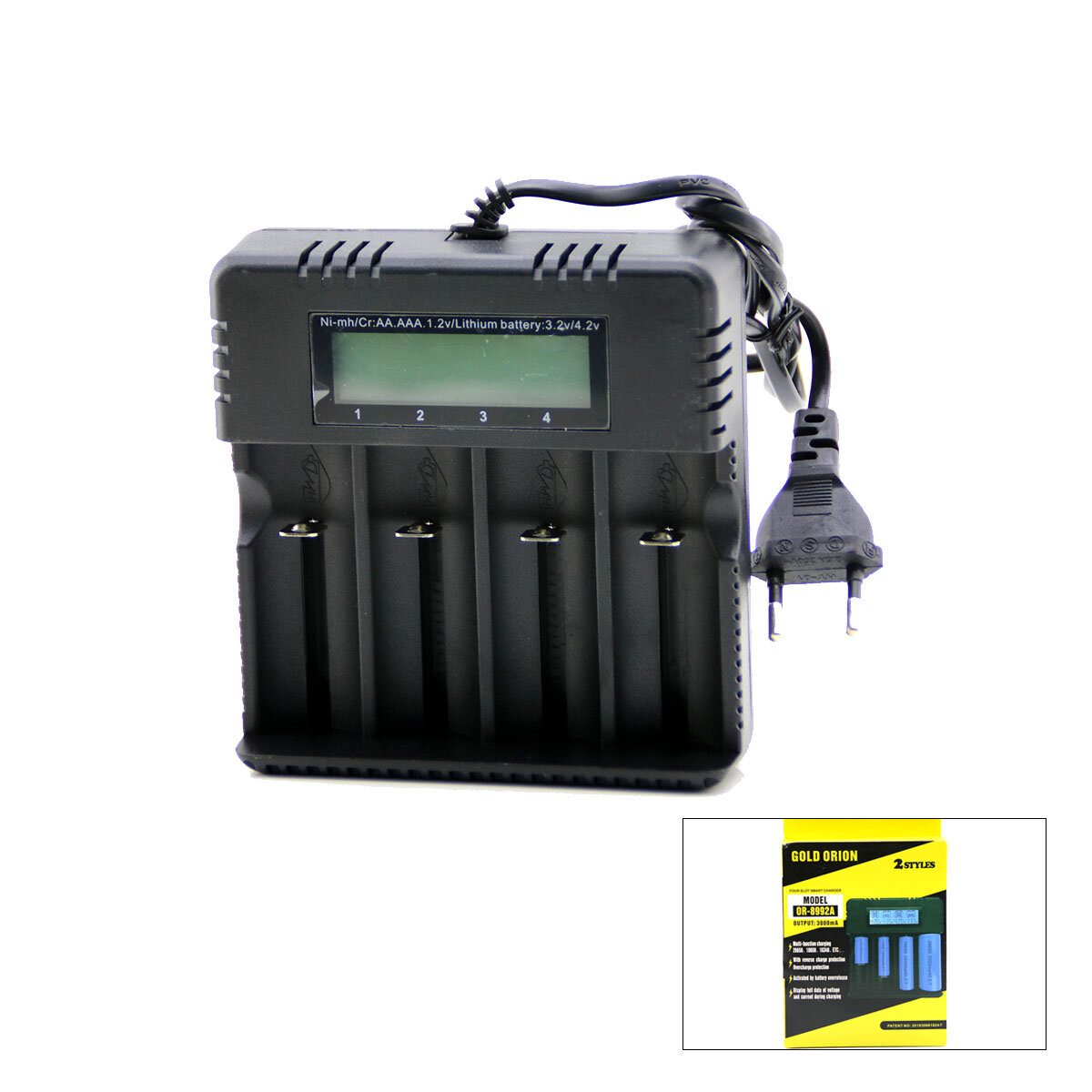 4-Slot Battery Charger 3000mA 4.2V Plug AC 100-240V - 26650