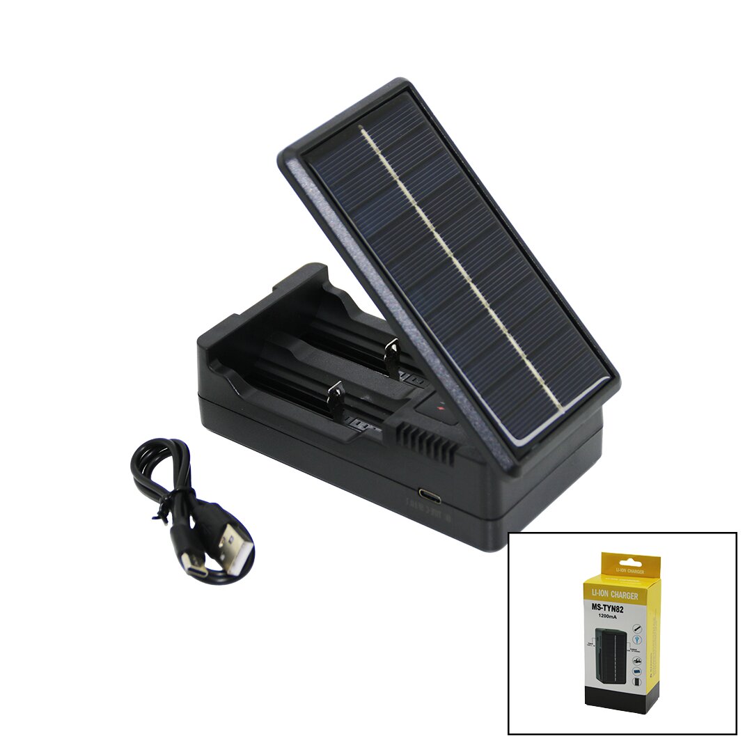 LI-ION CHARGER MS-TYN82 SOLAR - 2-Slot Solar Battery Charger