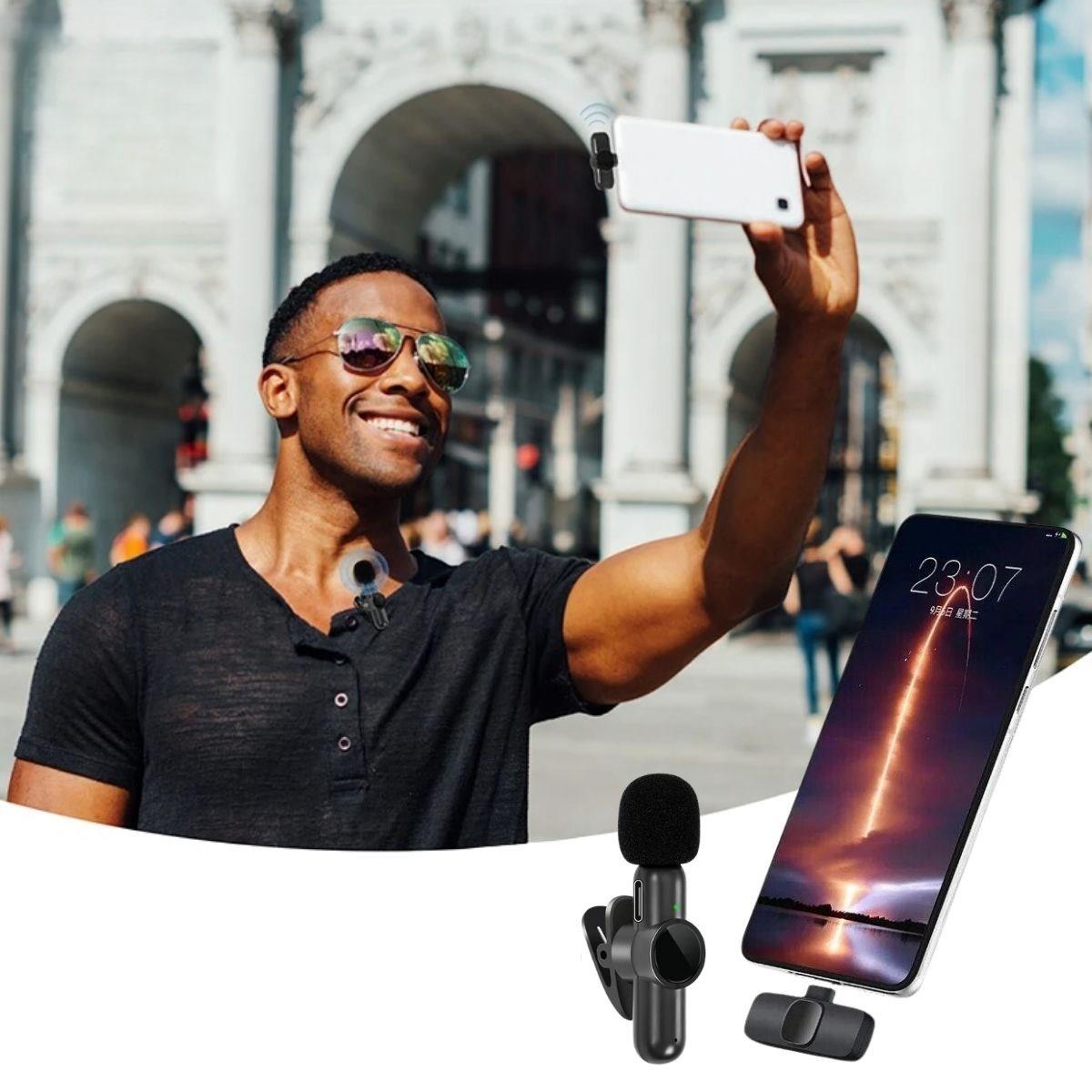 Type C Uyumlu İphone Dönüştürücülü Kablosuz Yaka Mikrofonu A