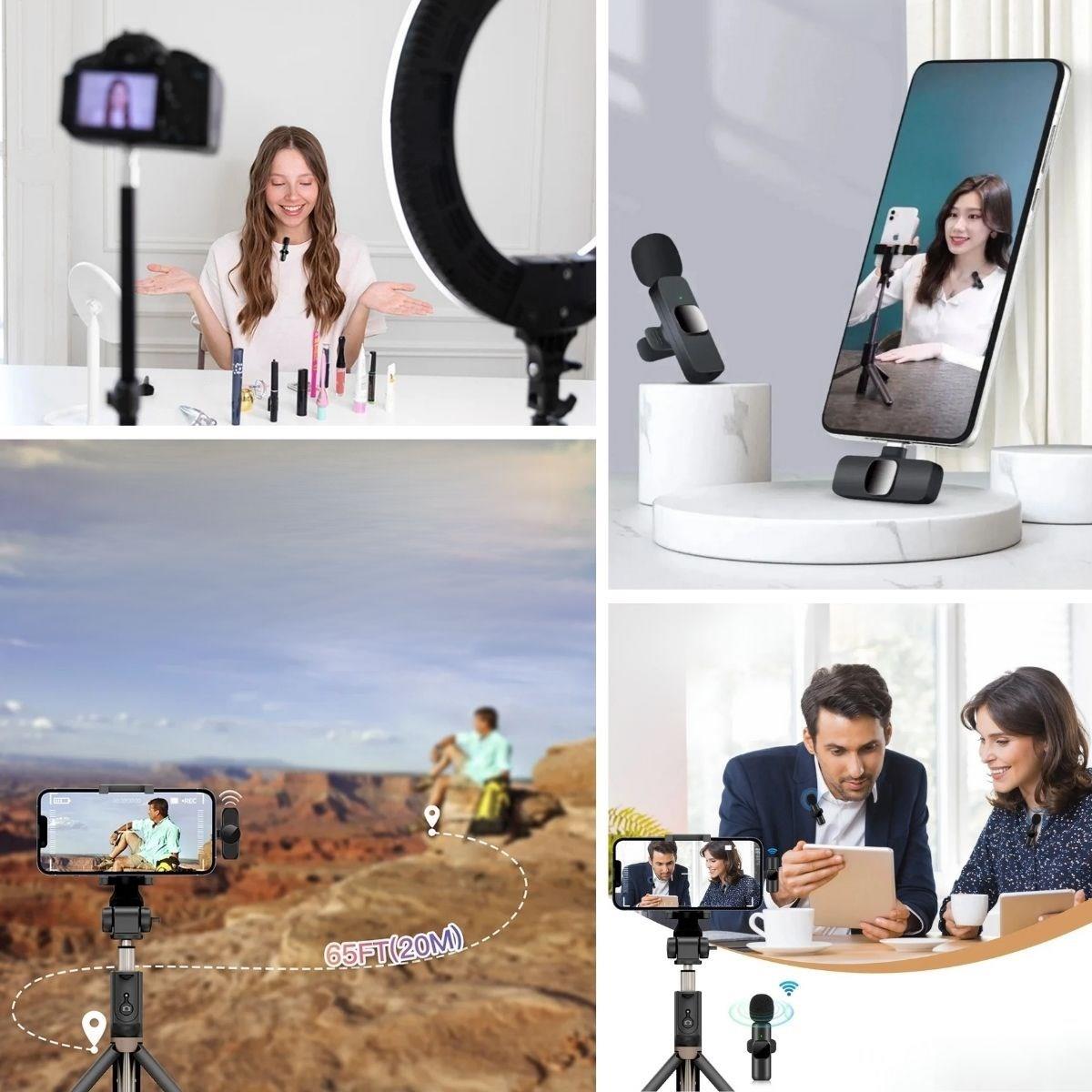 Type C Uyumlu İphone Dönüştürücülü Kablosuz Yaka Mikrofonu Android ve İphone Uyumlu Mini Mikrofon (5563) #2