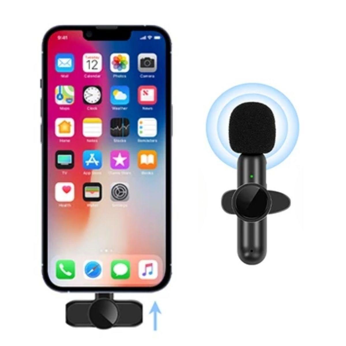 Type C Uyumlu İphone Dönüştürücülü Kablosuz Yaka Mikrofonu Android ve İphone Uyumlu Mini Mikrofon (5563) #5