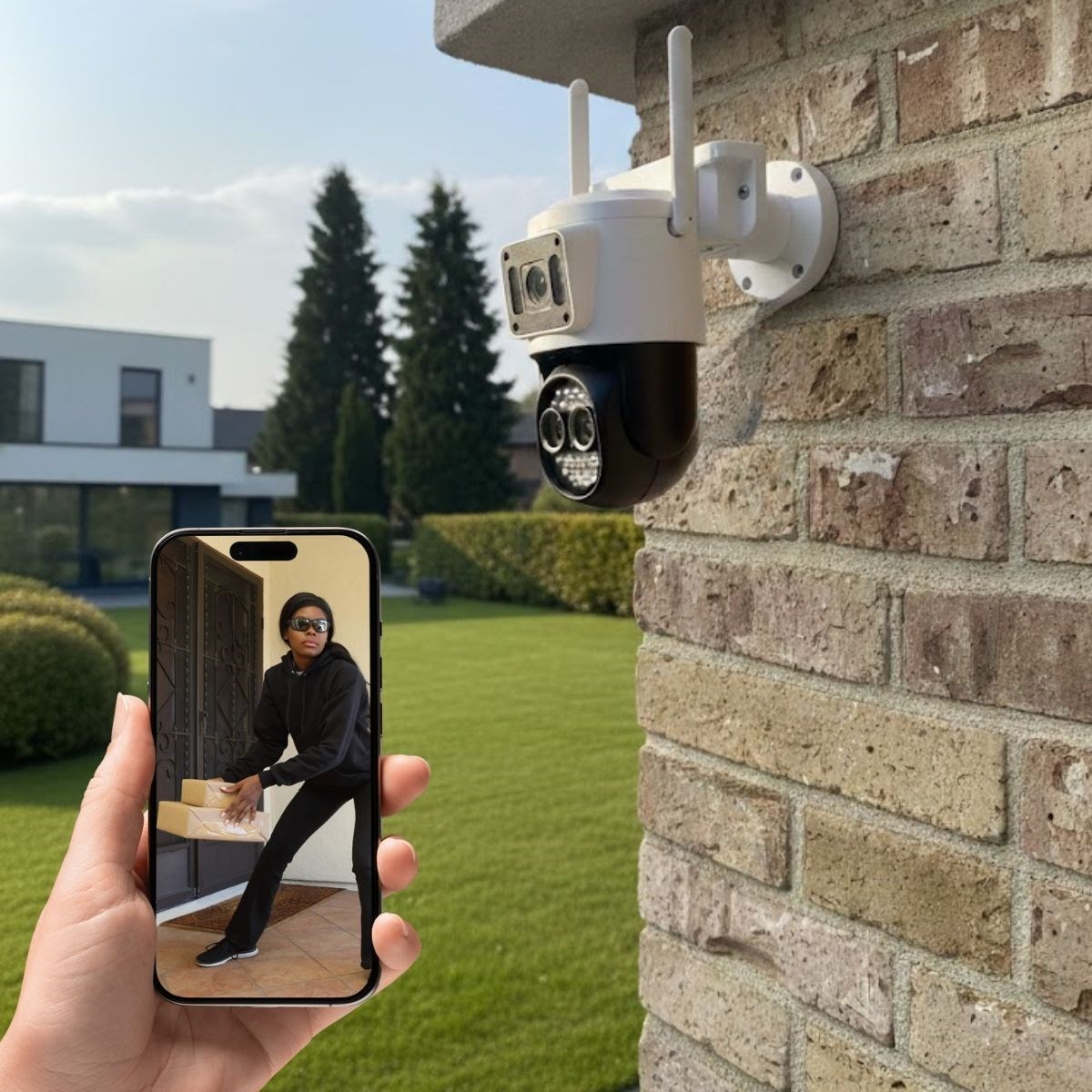 3 Kameralı Kablolu Akıllı Güvenlik Kamerası – 360° PTZ Harek