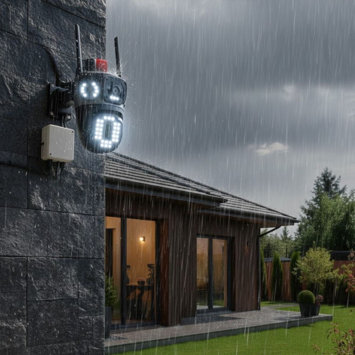 Kabelgebundene intelligente Sicherheitskamera – 4 Kameras Multi-Objektiv, 360° PTZ, Dual-Antenne, Nachtsicht, IP-Kamera für außen (5563) #2