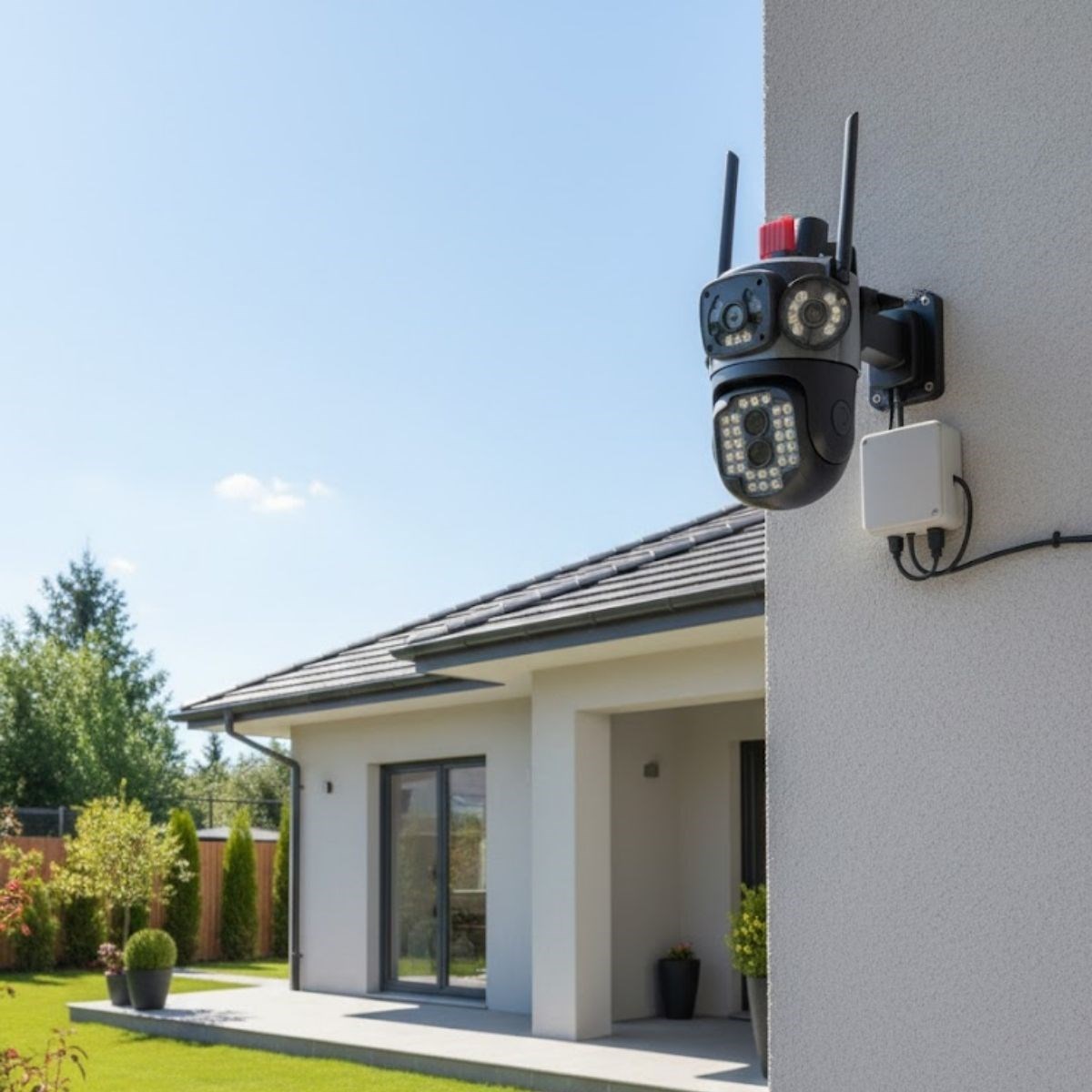 Kabelgebundene intelligente Sicherheitskamera – 4 Kameras Multi-Objektiv, 360° PTZ, Dual-Antenne, Nachtsicht, IP-Kamera für außen (5563) #3