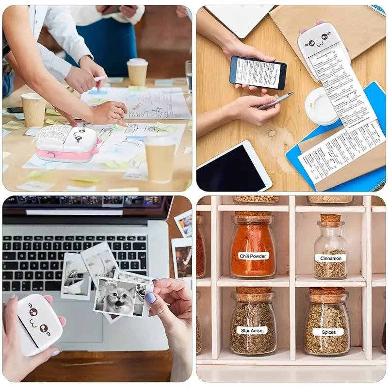 Taşınabilir Yazıcı, Mini Cep Kablosuz Termal Yazıcı Android iOS Akıllı Telefonlar için Uygun, BT Mürekkepsiz Baskı, Etiketler, Fişler, Fotoğraflar, Notlar, Öğrenme (5563) #3