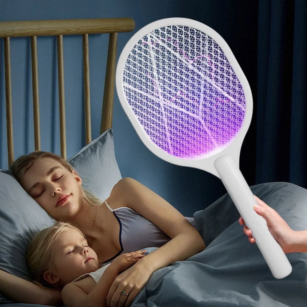 Şarjlı Sinek Öldürücü Masaüstü Standlı,Mor Işık Sinek Kovucu Raket 5w (5563) #4