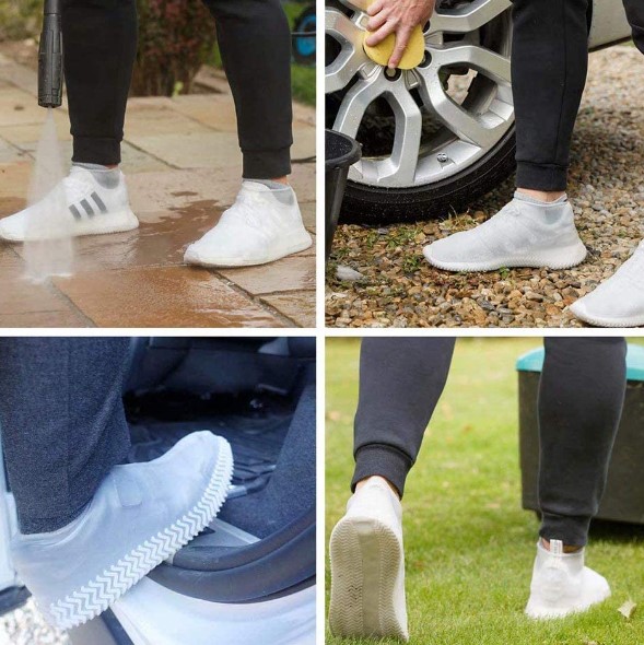 Silikon Ayakkabı Kılıfı Kaymaz Su Kir Geçirmez   L Beden Siyah (5563) #4