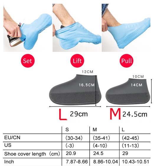 Silikon Ayakkabı Kılıfı Kaymaz Su Kir Geçirmez   M Beden Siyah (5563) #4