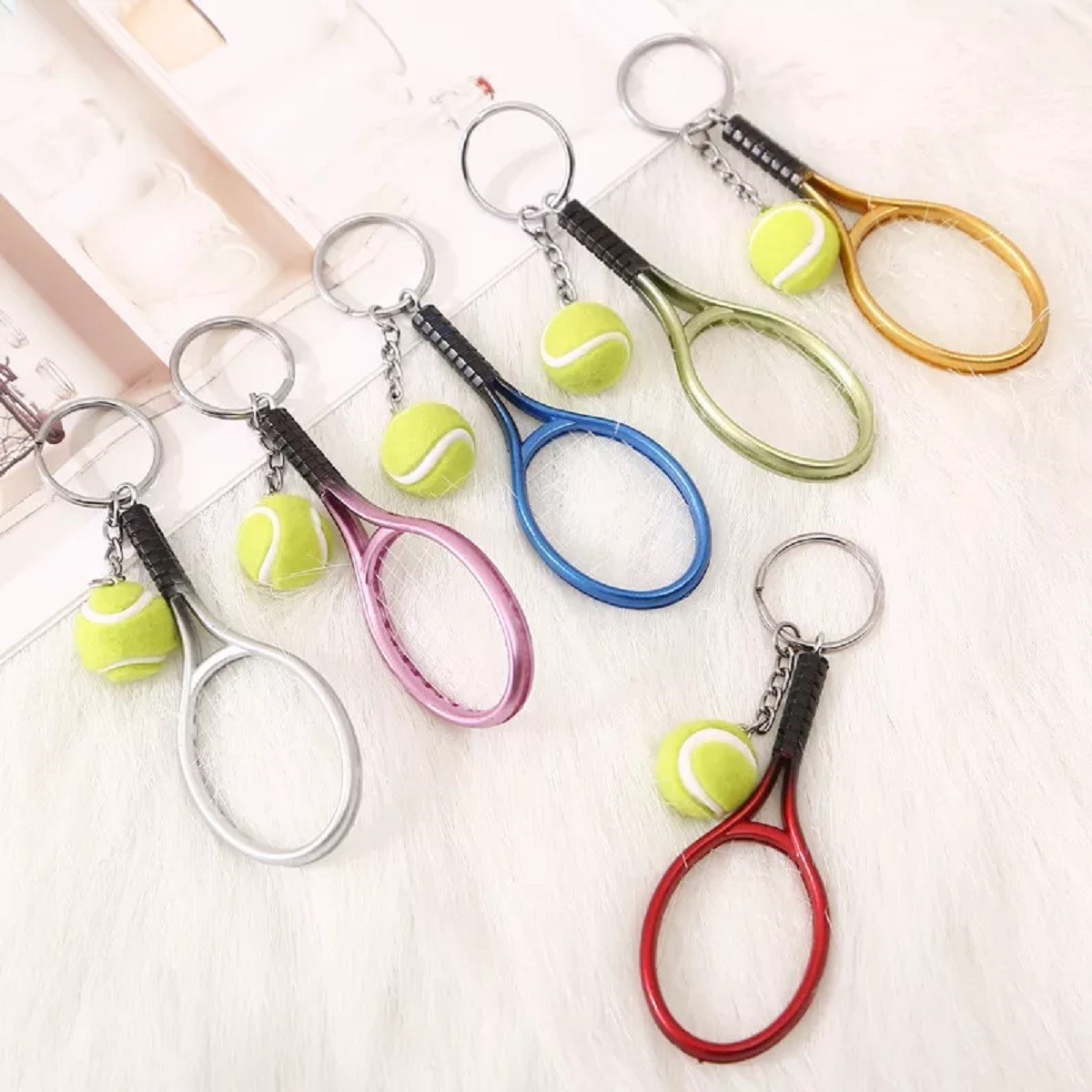 Gerçekçi Tenis Raketi Tasarımlı Şık Anahtarlık Kolye Çanta Süsü Tennis Keychain (5563) #2