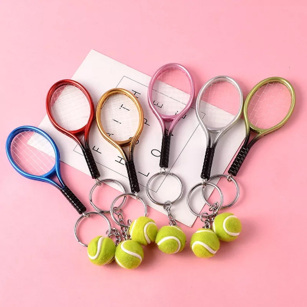 Gerçekçi Tenis Raketi Tasarımlı Şık Anahtarlık Kolye Çanta Süsü Tennis Keychain (5563) #3