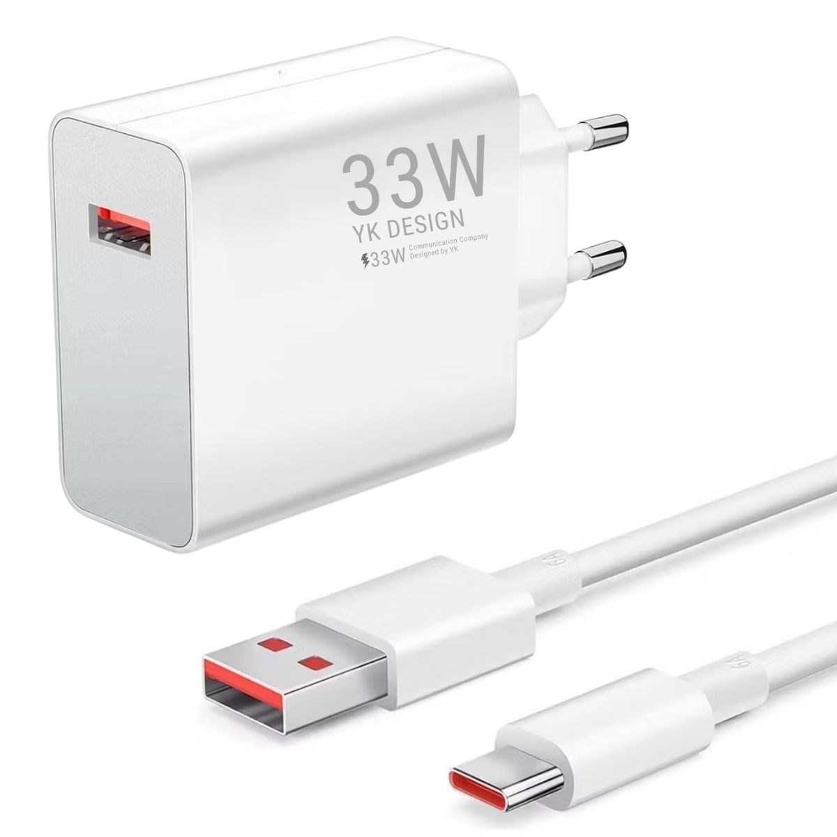 33W Hızlı Şarj Adaptörü – Type-C Kablolu, USB Çıkışlı, Akıll