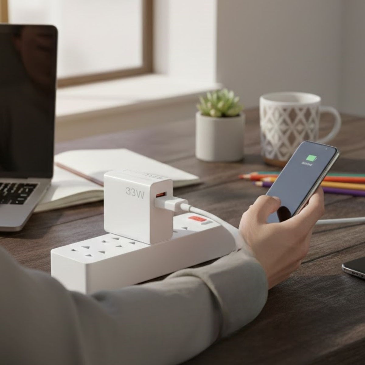 33W Hızlı Şarj Adaptörü – Type-C Kablolu, USB Çıkışlı, Akıllı Şarj Destekli Duvar Tipi Şarj Cihazı (5563) #3