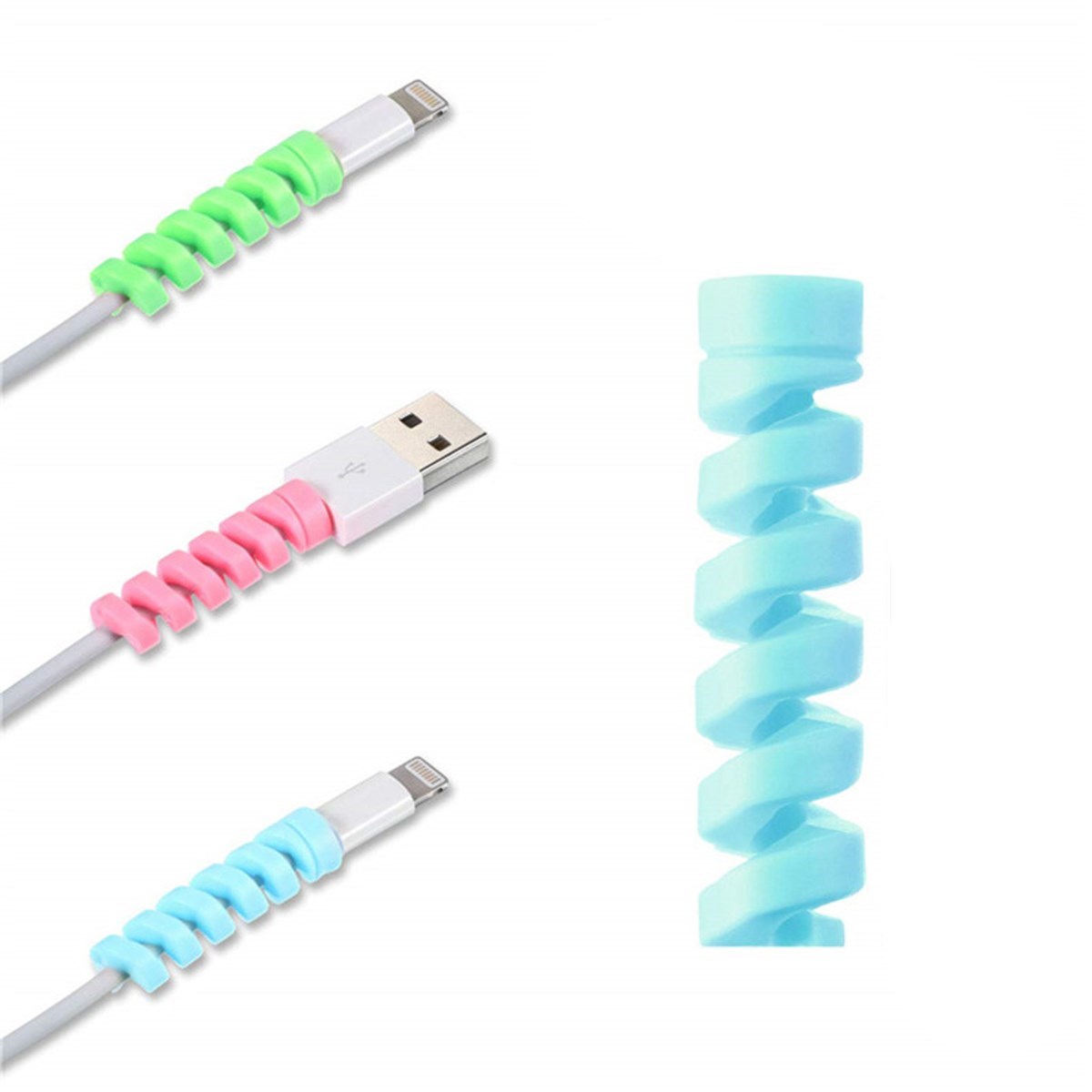 4&amp;#39;lü Apple, Android Şarj Kablosu Koruyucu Silikon Spiral Yay Aparat (5563) #3