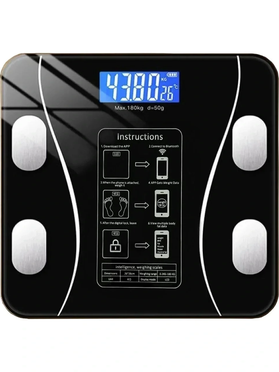 Yağ Ölçer Fonksiyonlu Dijital Baskül Elektronik Tartı Akıllı Bluetooth Lcd Dijital Ekran Ev Vücut (5563) #2