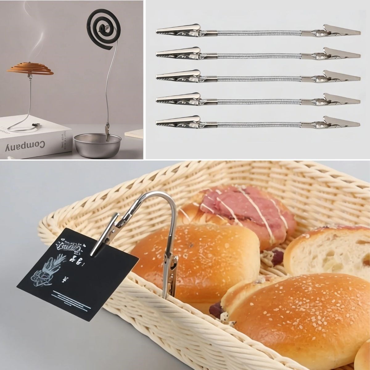 Paslanmaz Çelik Çift Kafa Timsah Klips – Isıya Dayanıklı Sinek Kovucu Bobin Tutucu &amp;amp; Kağıt Not Sabitleyici, Kıvrılabilir Esnek Gövdeli Aparat (5563)