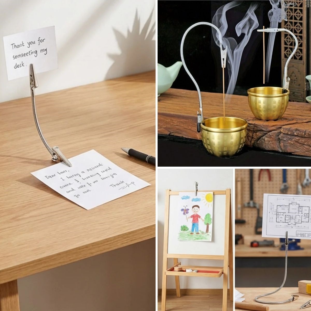 Paslanmaz Çelik Çift Kafa Timsah Klips – Isıya Dayanıklı Sinek Kovucu Bobin Tutucu &amp;amp; Kağıt Not Sabitleyici, Kıvrılabilir Esnek Gövdeli Aparat (5563) #2