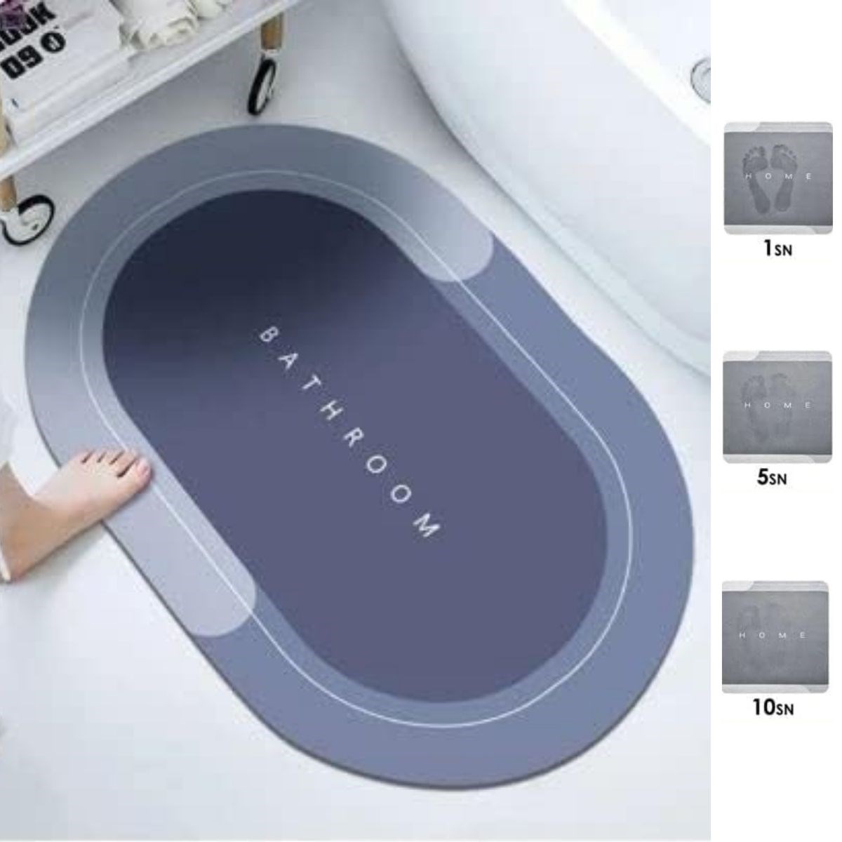 Sihirli Süper Su Emici Kaymaz Tabanlı Oval Paspas 40*60 cm (5563) #3