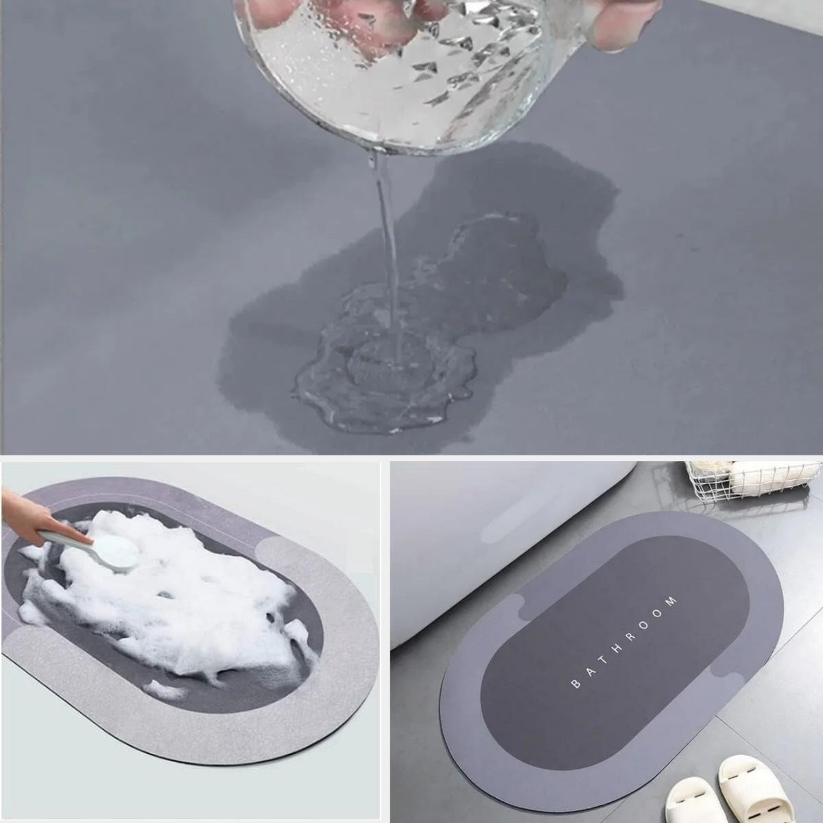 Sihirli Süper Su Emici Kaymaz Tabanlı Oval Paspas 40*60 cm (5563) #5