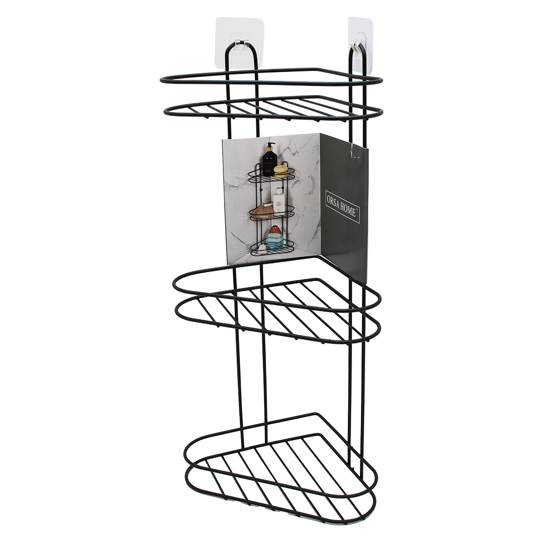 3-teiliges schwarzes Metalleck-Regal (5563)