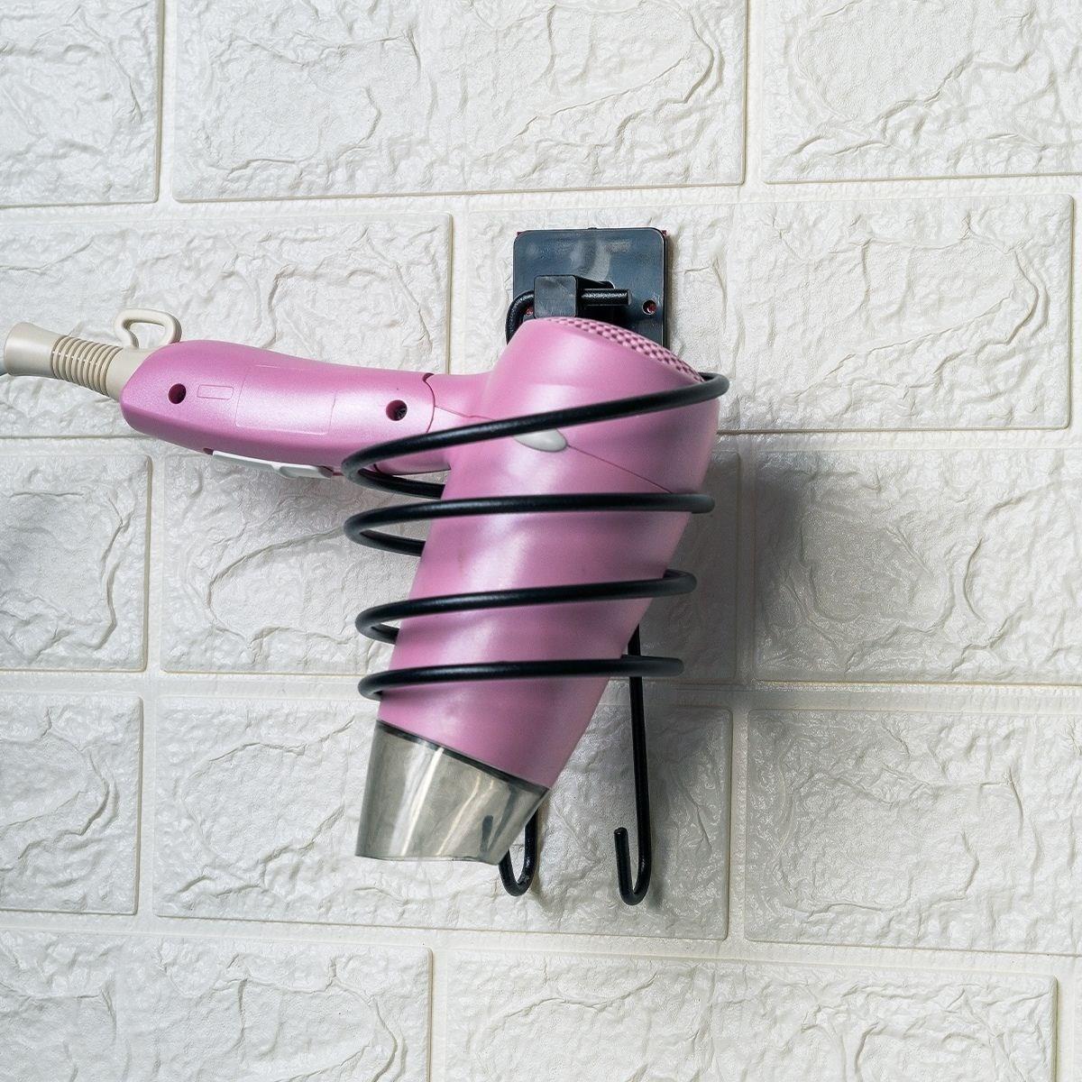 Selbstklebende schwarze Edelstahl-Föhnhalterung Haartrockner-Halter (5563) #2