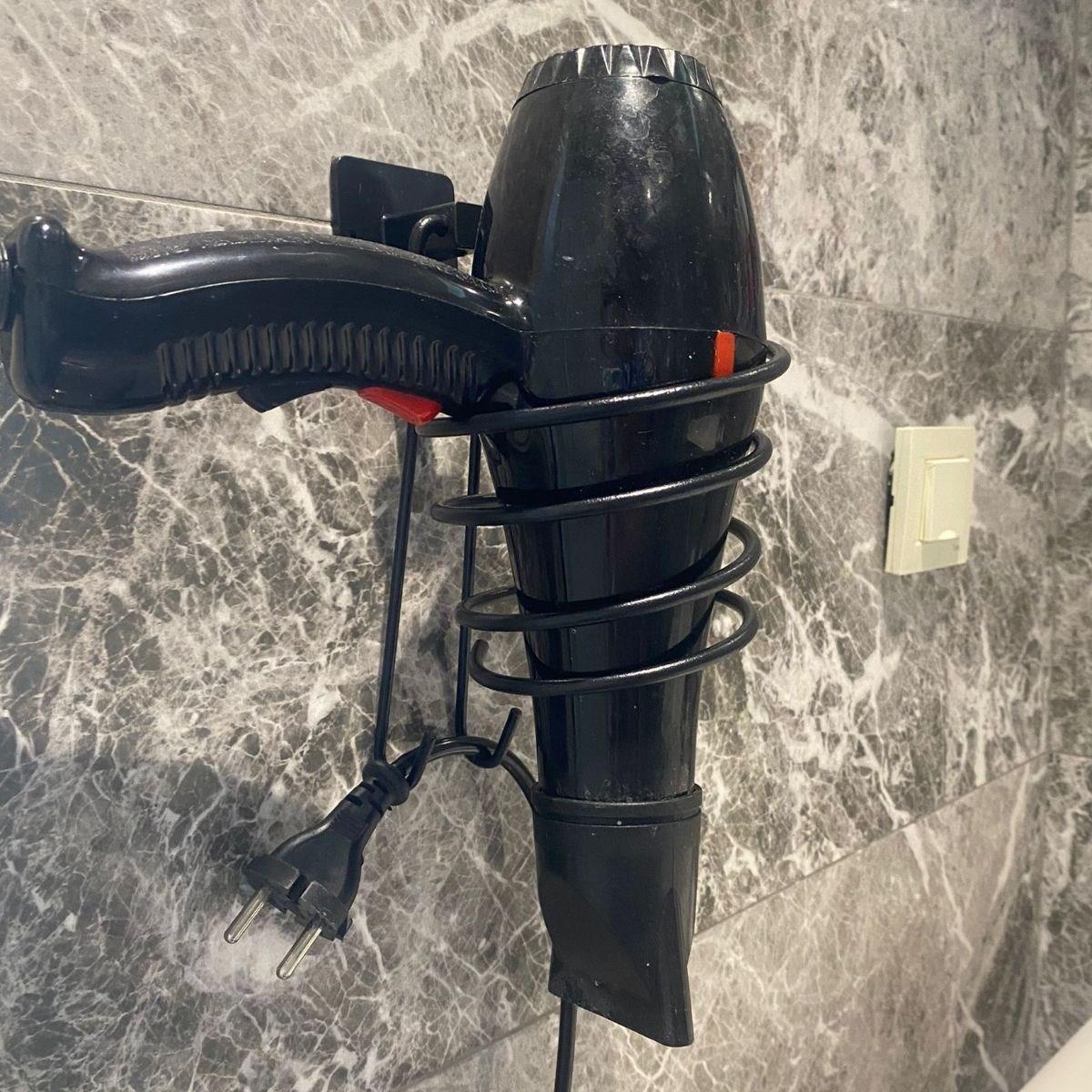 Selbstklebende schwarze Edelstahl-Föhnhalterung Haartrockner-Halter (5563) #3