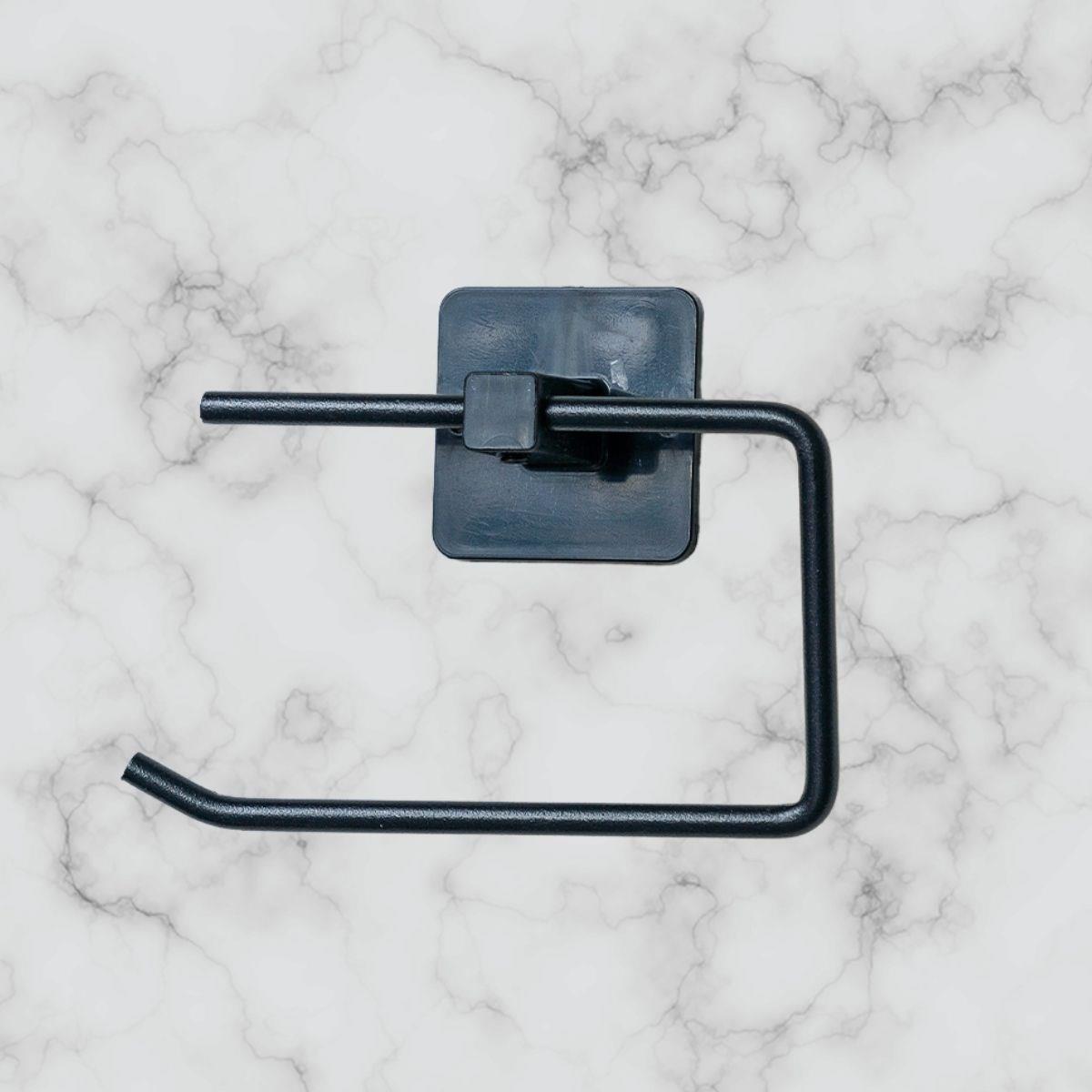 Kendiliğinden Yapışkanlı Siyah Paslanmaz Metal Kapaksız Tuvalet Kağıtlığı Aparatı (5563) #2